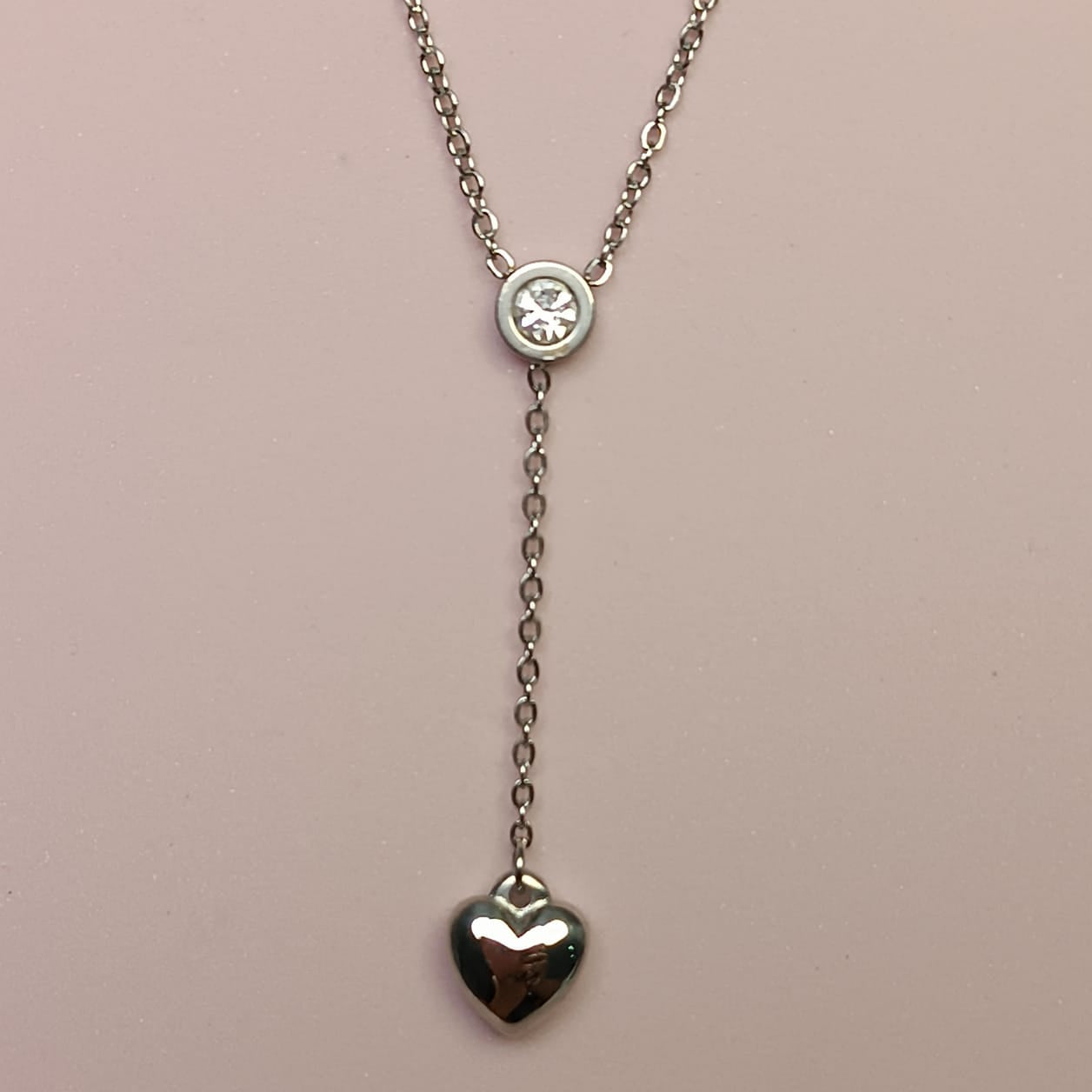 CORBATERO ZIRCONIA CORAZON PLATEADO