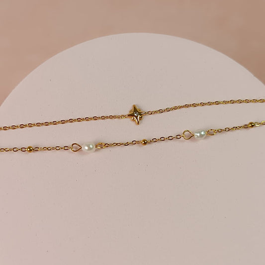 PULSERA DOBLE 4 PERLAS 1 LUCERO