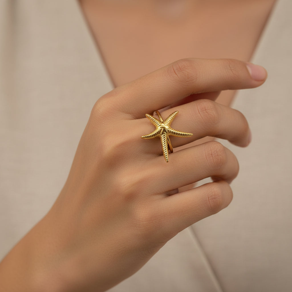 ANILLO ESTRELLA VEGANA TEXTURA