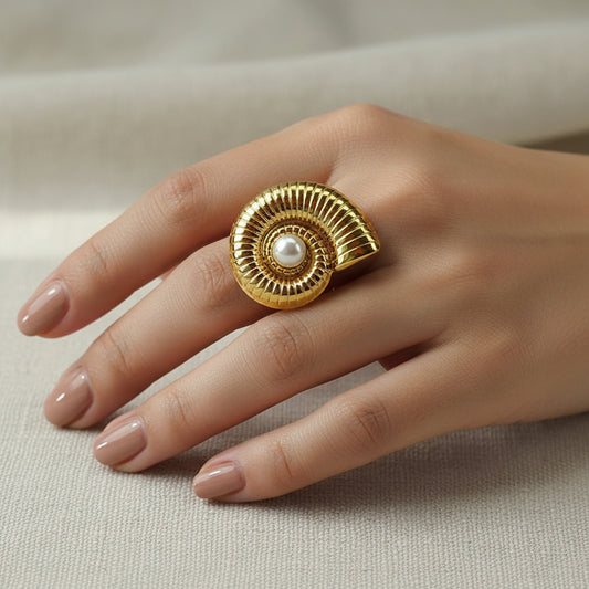 ANILLO CARACOL PERLA CENTRO