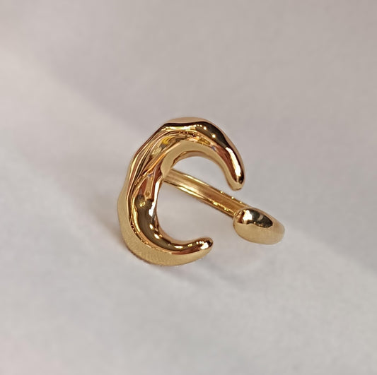 ANILLO AJUSTABLE MEDIA LUNA MARTILLADA