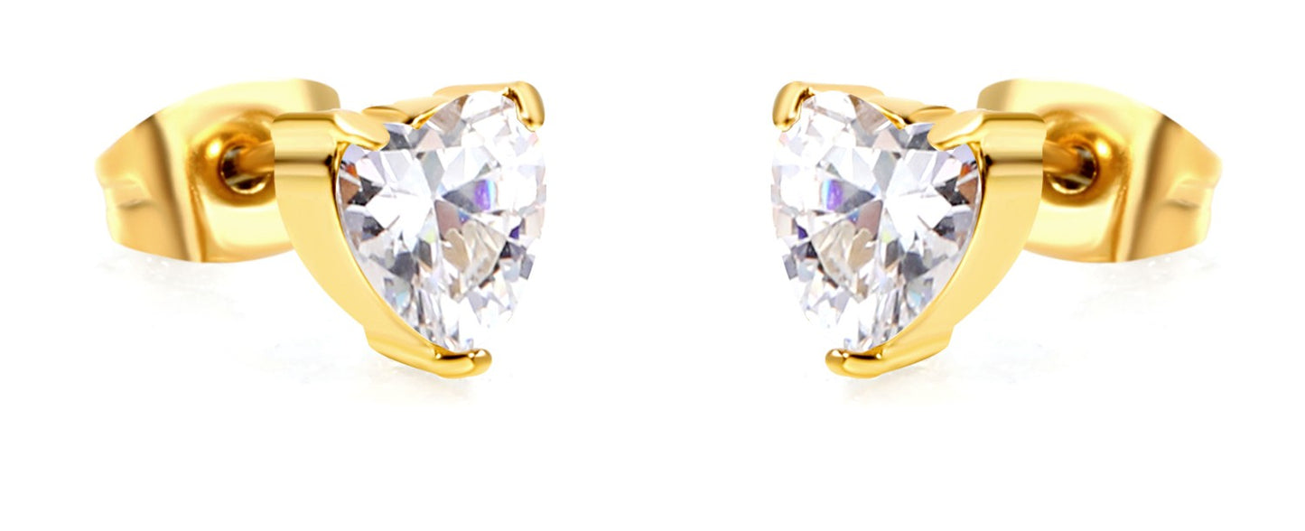 ARETE ZIRCONIA CORAZON DORADO