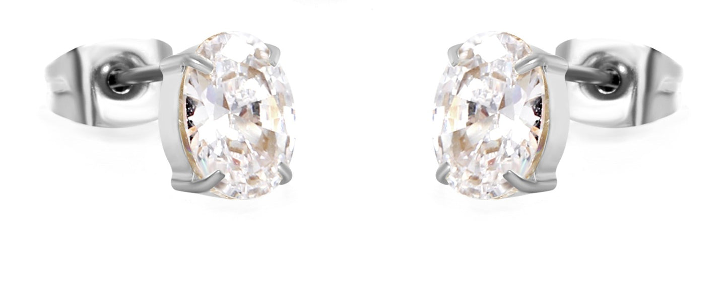 ARETES OVALO ZIRCONIA PLATEADO