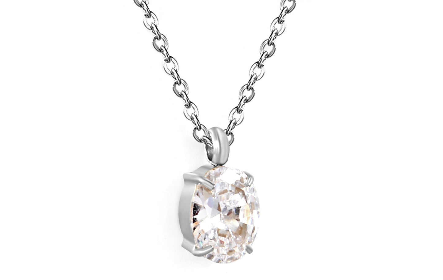 COLLAR OVALO ZIRCONIA PLATEADO