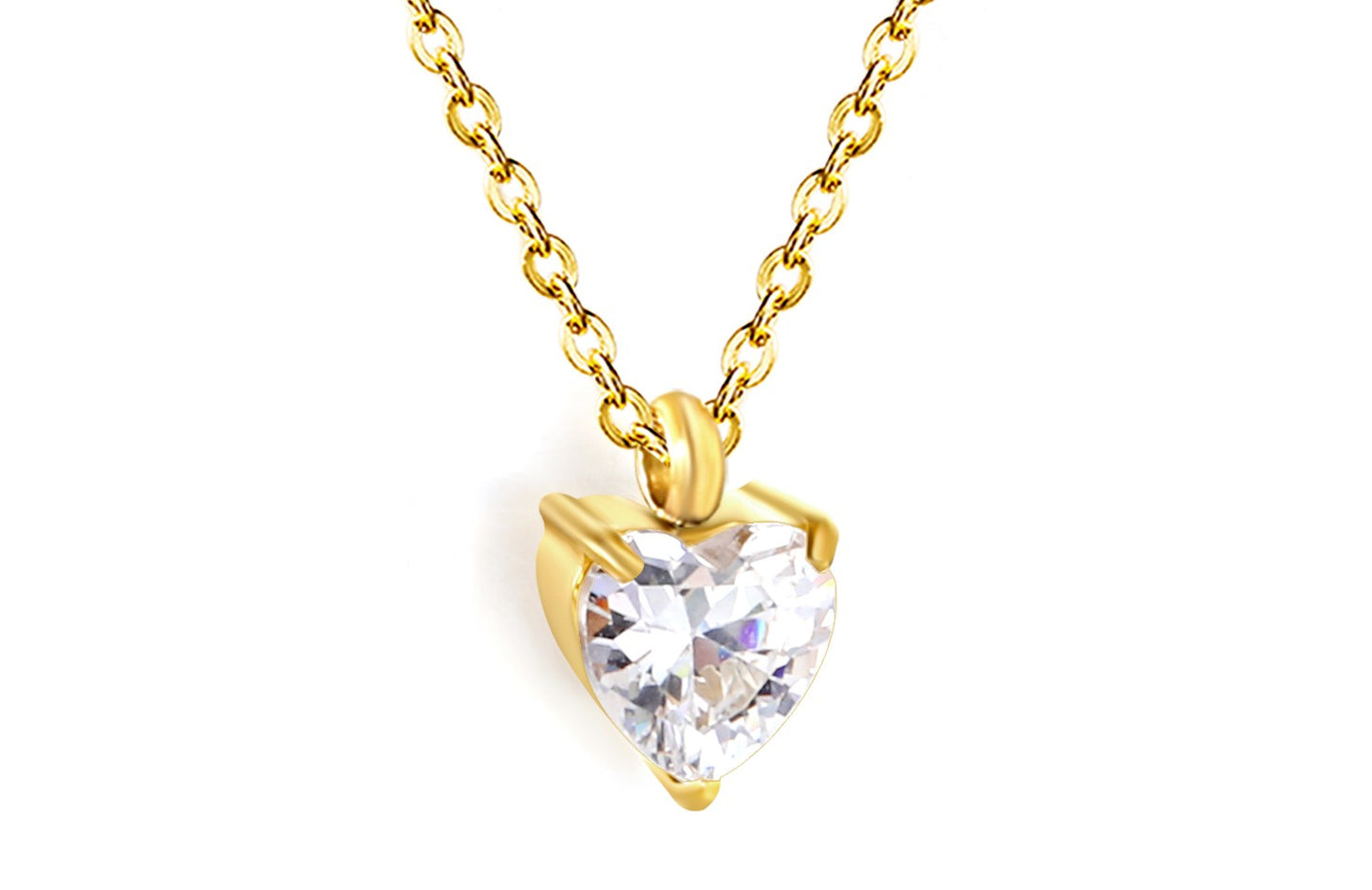 COLLAR CORAZON ZIRCONIA DORADO
